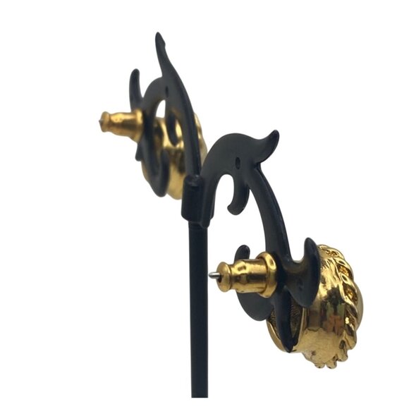 KJL Kenneth J Lane Gold Tone Faux Pearl Stud Earrings Rope Twist Domed Vintage - Picture 7 of 11